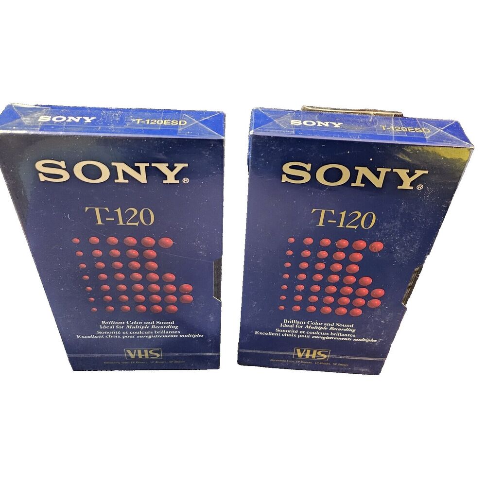 Two Sony ES T-120 Extra Superior Standard Grade VHS Video Tapes - New/Sealed